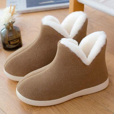 Warme Baumwollschuhe, leichte Indoor-Schuhe aus verdicktem Fleece und Pelz, hohe Wärme, rutschfeste Baumwollhausschuhe, Schneestiefel