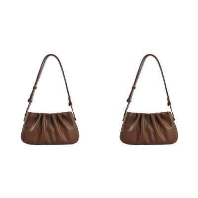 Damen PU Fashion Schultertasche Cloud Umhängetasche Plissee Handtasche (Braun)