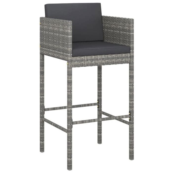 VidaXL Ensemble de bar de jardin 7 pcs avec coussins gris poly rotin, ensemble de table de bar, table et chaise de bar, 3200653