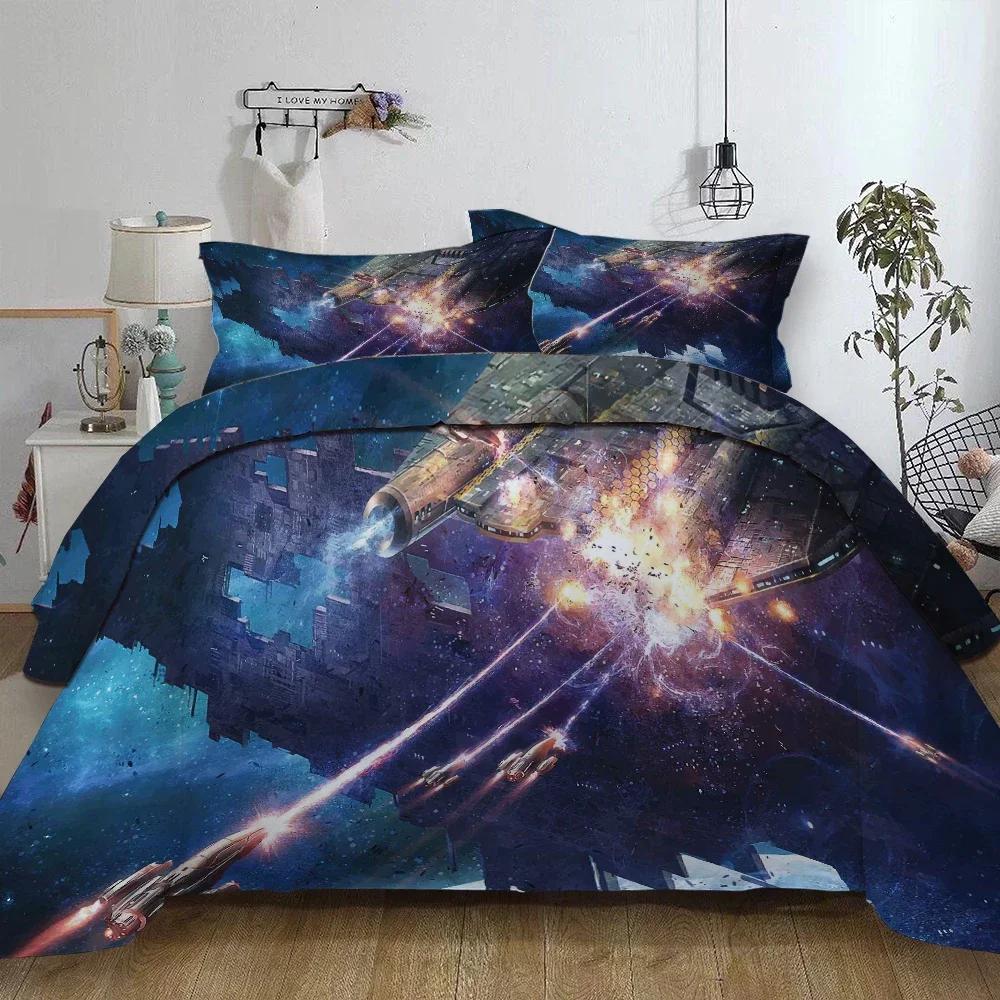 Outer Space Themed Bedding Astronaut Twin Comforter Cover For Kids Boys Rocket Ship Planets Stars Duvet Cover Space Adventure 3D
