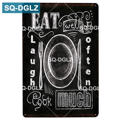 SQDGLZ Hand Painted KITCHEN Metal Sign Bar Wall Decor Tin Sign Vintage Home Decor Painting Plaques Art Blackboard Poster