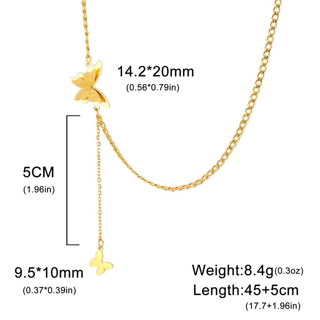 Teamer Delicate Sweet Butterfly Pendant Necklace for Women Girls Stainless Steel Fashion Choker Jewelry Valentine's Day Gift
