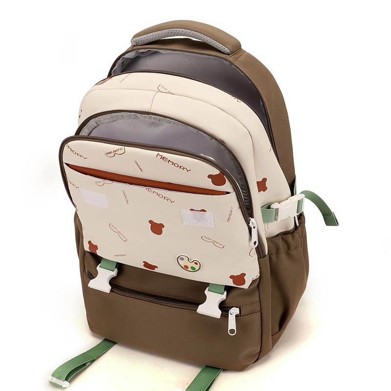 Women's Contrast Color Stitching Backpack Junior High School Student Schoolbag Lightweight Backpack