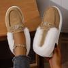 Metal Chain Plus Size Warm Cotton Shoes 2025 Winter Women's Fleece Sports Comfortable Beanie Shoes