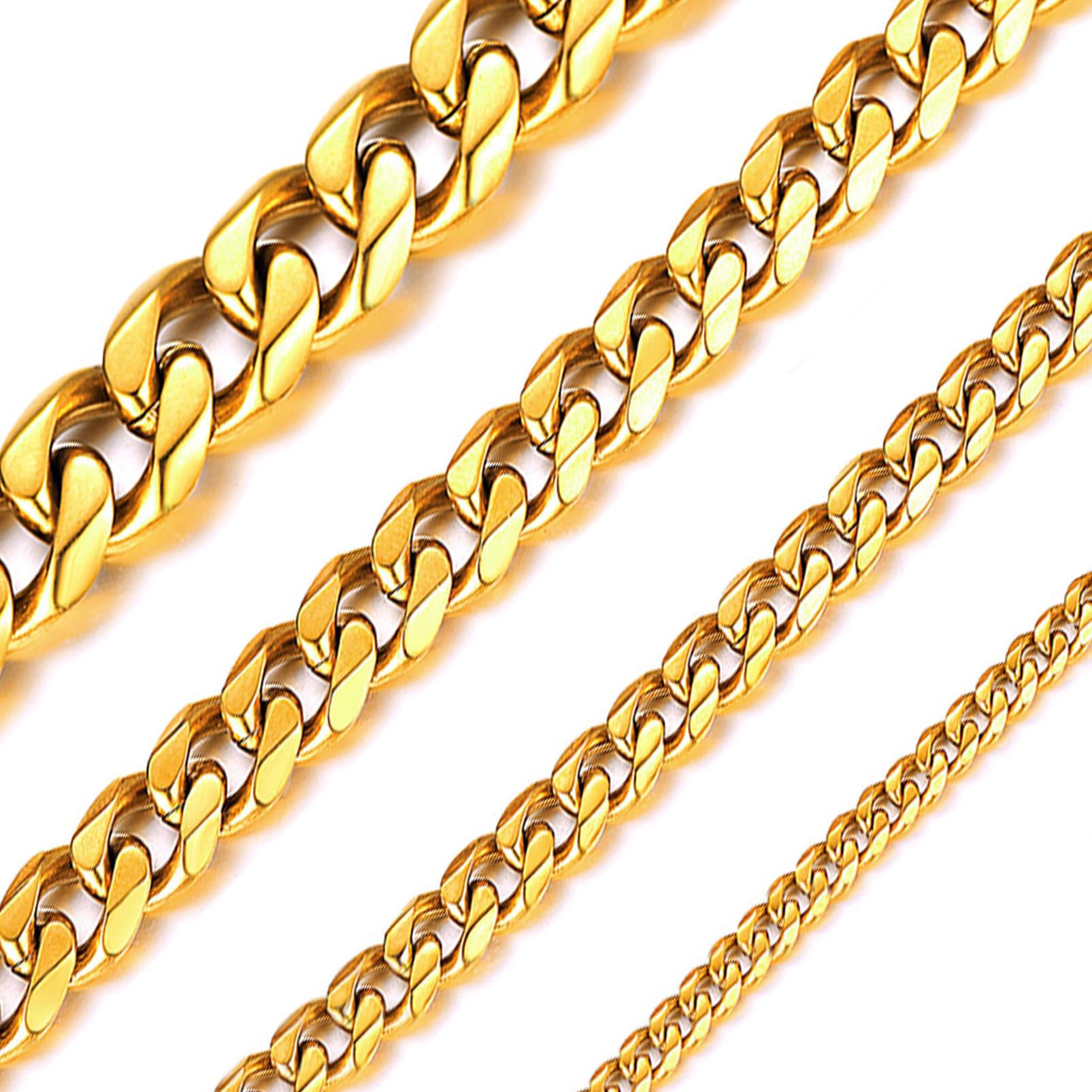

Chain Surgical Stainless Curb Accessory [ChainsHouse] Men s Necklace, Only, Steel, Chain, Gold, K18, Hypoallergenic, 71cm, 6mm,