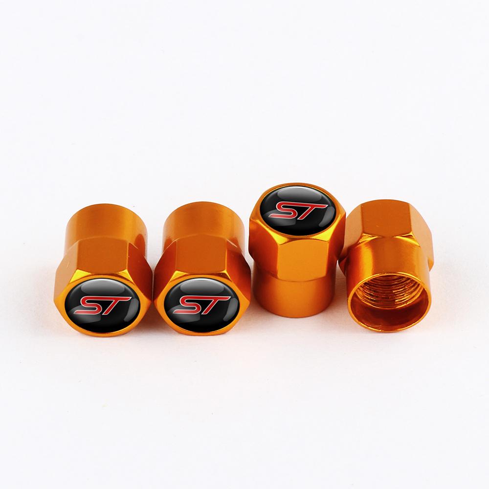 Hnltu4 4pcs Car Wheel Tire Valve Stem Caps Airtight Cover For Ford ST Line Focus Mondeo Fiesta Kuga Ranger MK2 MK3 MK4 Tyre Accessories