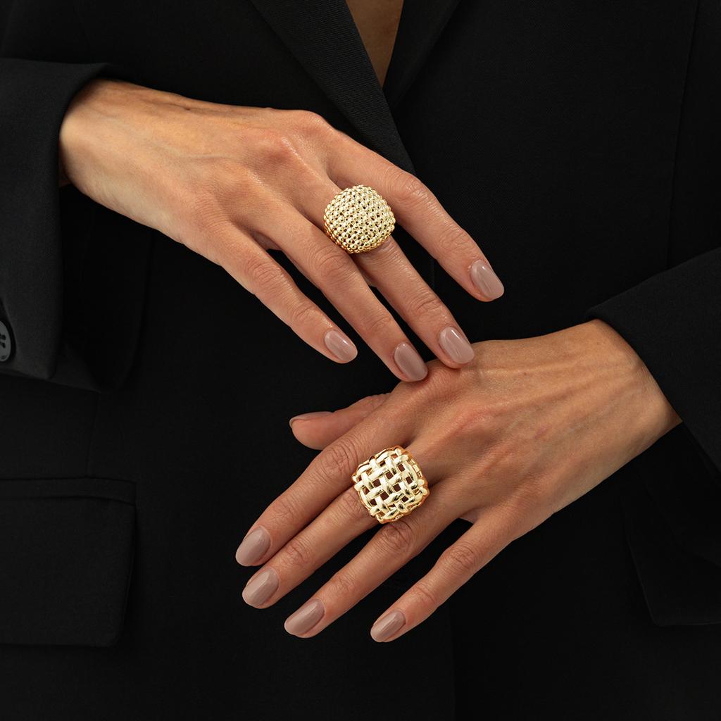 2Pcs/Set Trendy Geometric Adjustable Open Rings for Women Exaggerated Vintage Irregular Square Chunky Knuckle Ring Wedding Jewelry