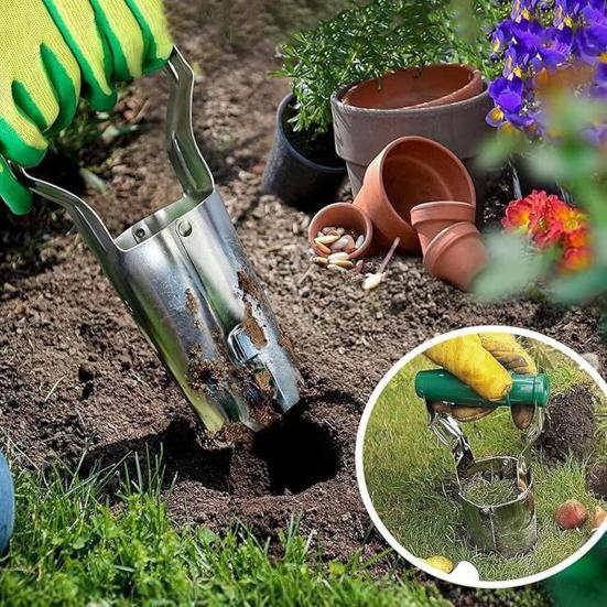 Plant Hole Digger for Planting Seeds And Bulbs Lightweight Garden Seeds Dispenser with Wooden Handle Handheld Tool for Tulip Daffodil Saffron