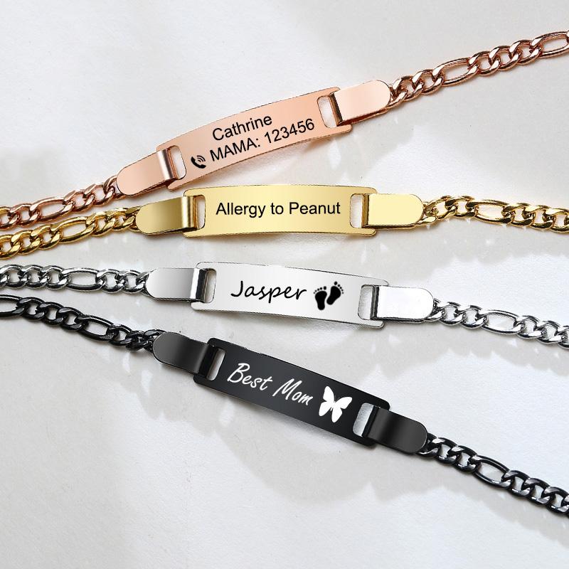Xiaomi Vnox Custom Mom & Son Baby Bracelet Adjustable Stainless Steel Link Chain Bracelet New Born Boys Girls Bangle Women Jewelry