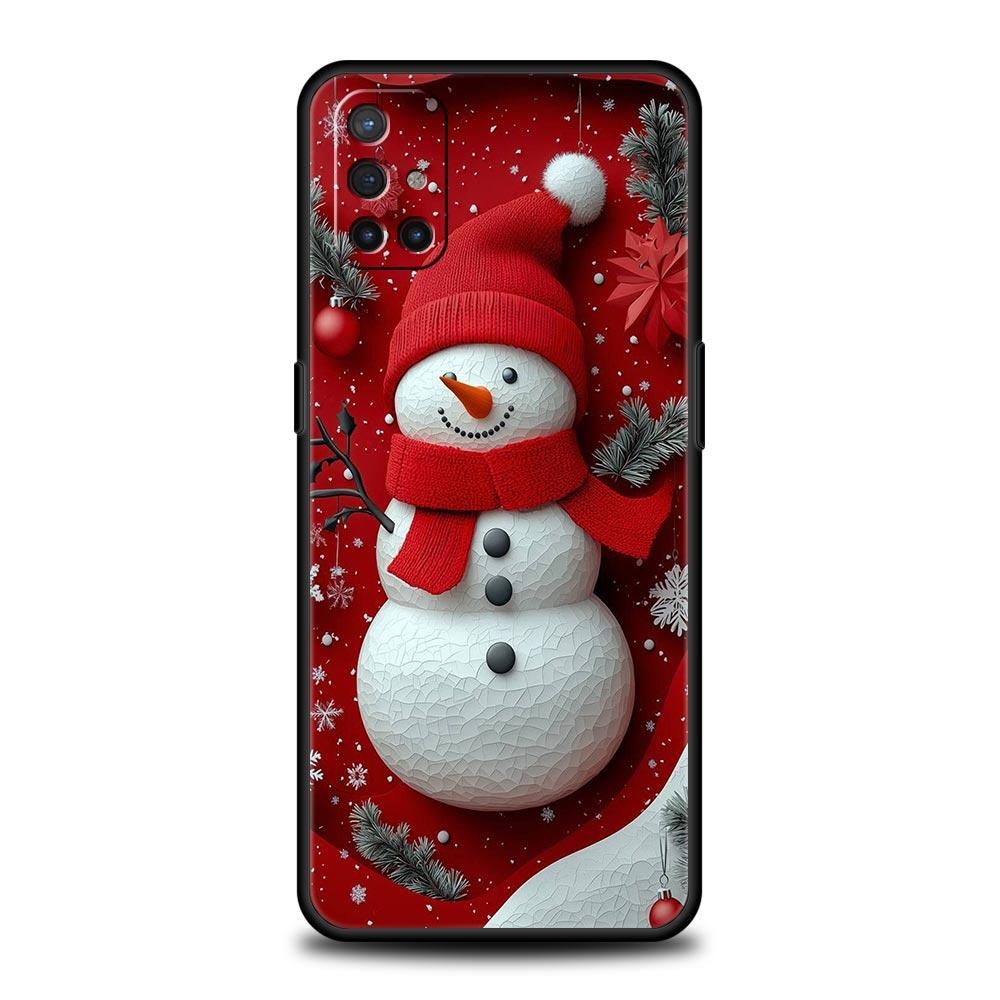 Phone Case For Oneplus 13R 13 12 10T 11 R10 Nord N100 N200 N10 9 9R CE 2 3 Z Pro Lite 5G Soft TPU Cover Christmas Snowman Capas