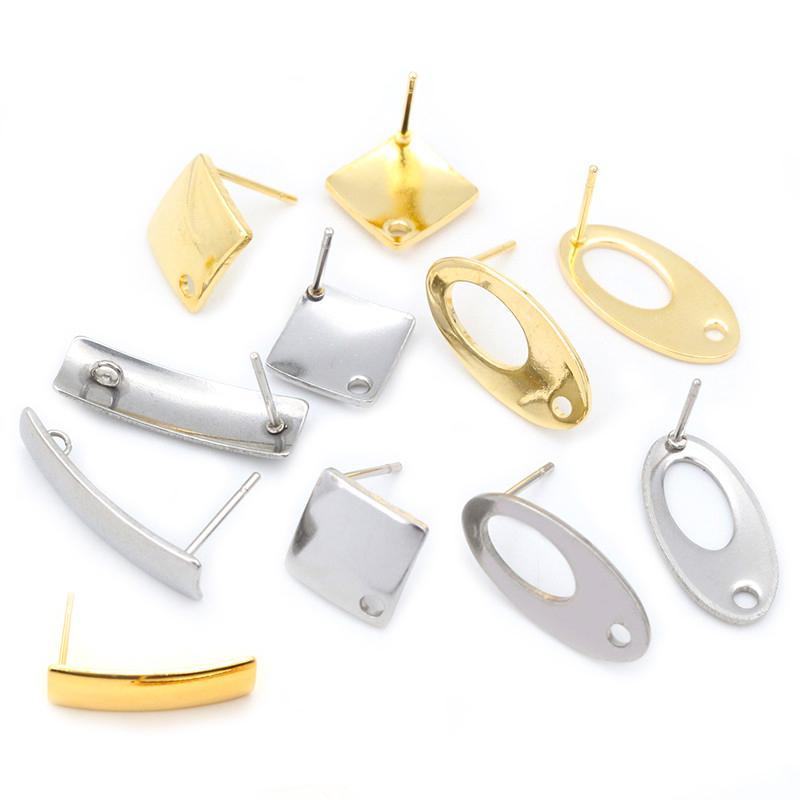 20pcs 316 Stainless Steel Geometric Polygonal Earring Stud Earring Hooks Posts Connector For DIY Earring Jewelry Making Supplies