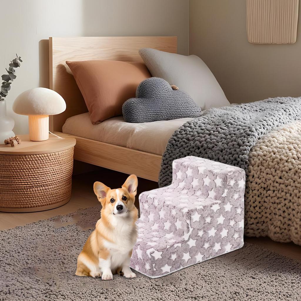 3 Steps Dog Stairs for High Beds,Dog Steps for Small Dogs and Cats Removable,Pet Stairs for High Bed Climbing,Non-Slip Balanced