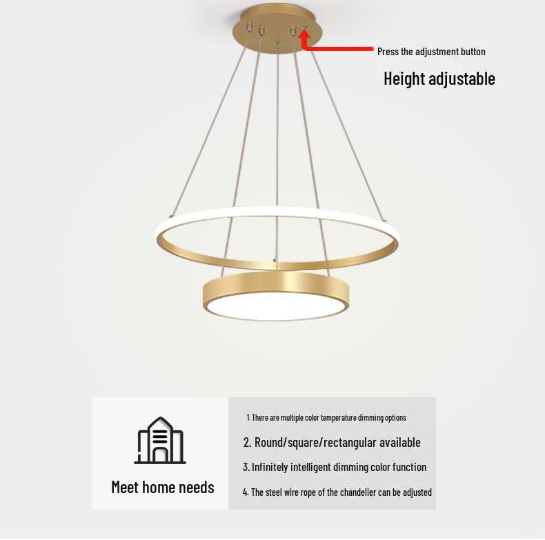 Gold Rectangular Ceiling Lamp Set for Living and Bedrooms