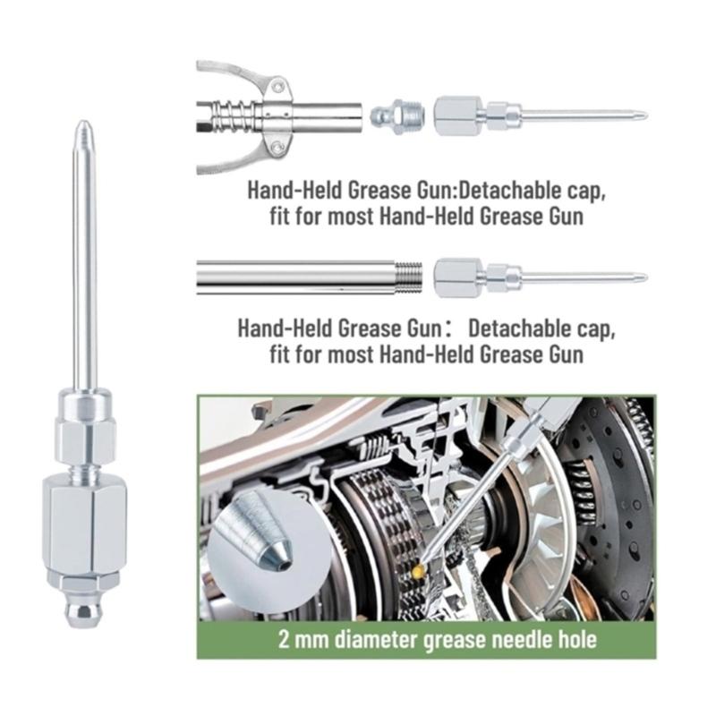 Grease Adapter Fitting Kit 90 Degree Coupler With Needle Nozzle Suitable For 1/8 NPT Grease Guns Universal Compatibility