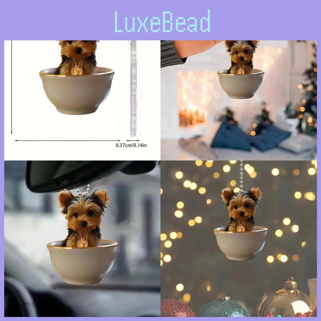 Charming Acrylic Dog Car Rearview Mirror Hanging Ornament For Stylish Auto Decor