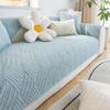 Blue Washed Cotton Sofa Cushion Solid Color Anti Slip Jacquard Couch Cover Beige Modern All-season Universal Cover Cloth Towel