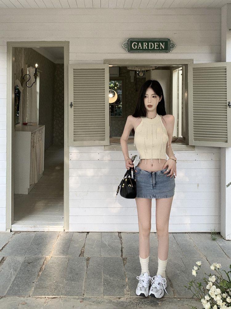 Women's Halter Knit Spicy Girl Tank Top: Summer Innerwear & Outerwear