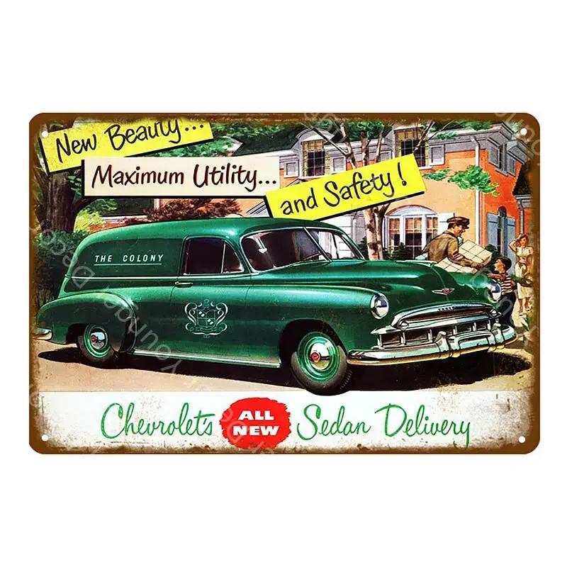 Amerikanischer Oldtimer Truck Vintage Poster Metallschilder Blechplakette Für Pub Bar Club Garage Heimdekor Wandkunst Malerei YJ123