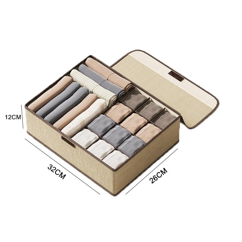 Organizador de Cajones para Ropa Interior Calcetines 3 en 1 Tela Cajas Organizadoras para Armario Uso Doméstico Algodón Lino Plegable Moderno Simple