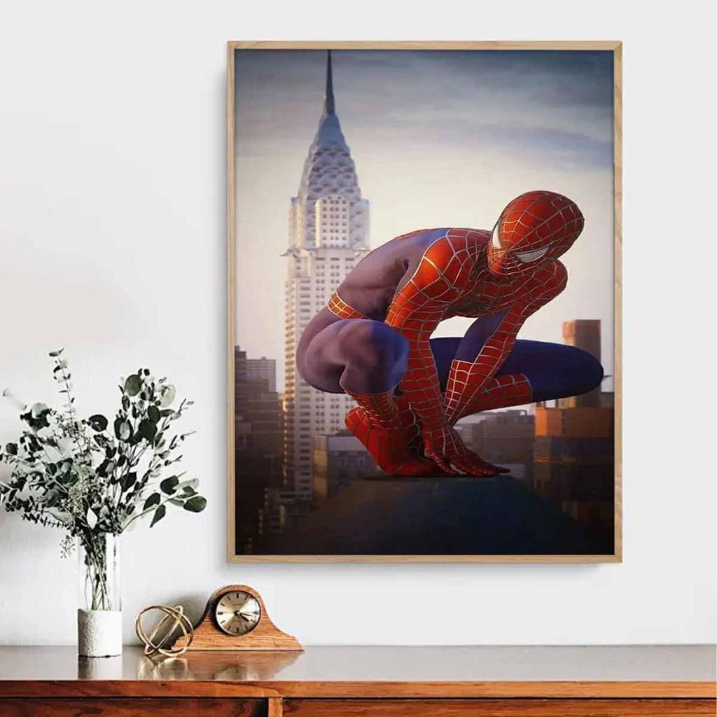 Full Round Diamond Painting Spider-man On The Tall Building Art Rhinestone Picture Mosaic DIY 5D Cross Stitch Embroidery Home Decoration