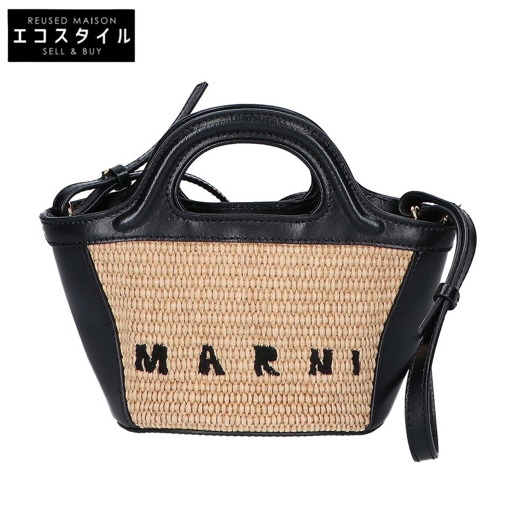 MARNI BMMP0067Q0 TROPICALIA MICRO 2WAY Shoulder Bag Handbag Black / naturalUsed