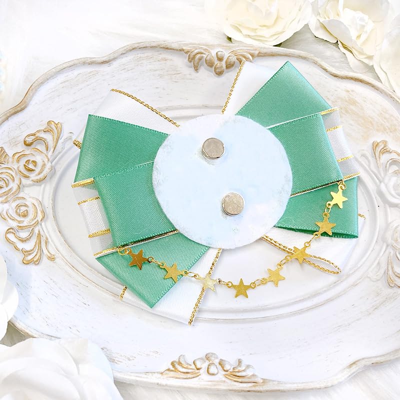 

Ribbon type rosette tin badge 57mm 58mm ita bag decoration handmade rosette ribbon white green [item]