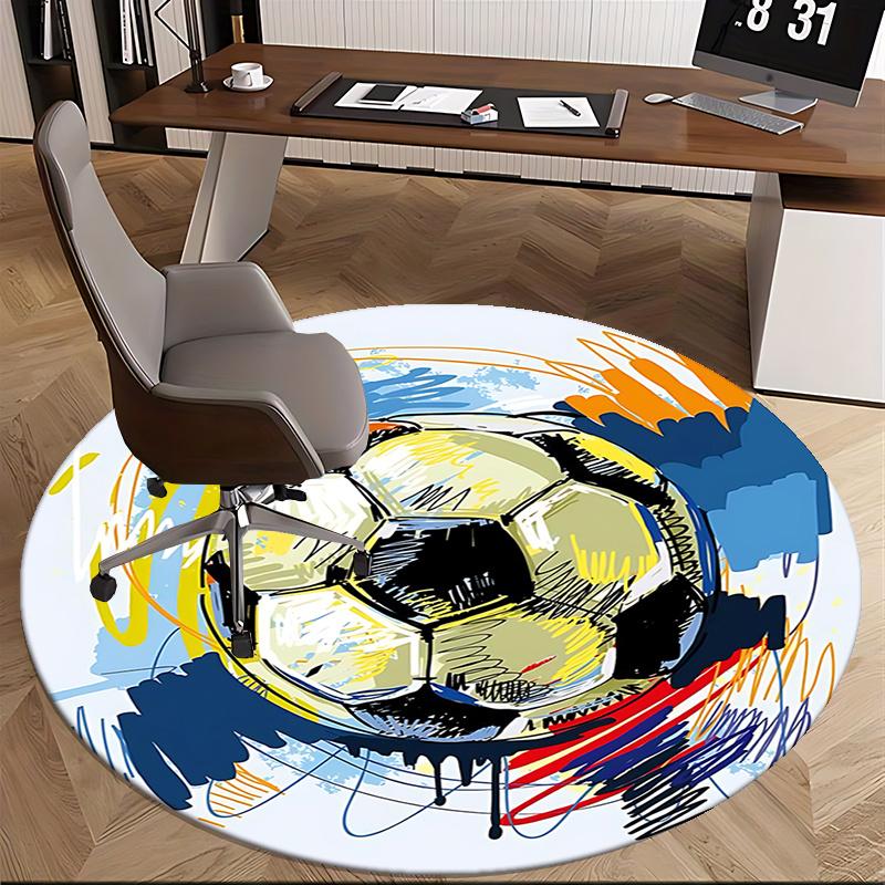 Colorful Abstract Soccer Ball Office Carpet Chair Mats, Home Decor, Office Carpet, Gift for Sports Enthusiasts, Suitable for Bedroom, Living Room, Va
