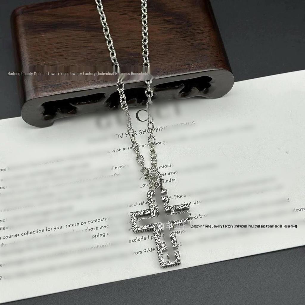 Vintage-Style Double G Skull & Key Necklace: Unisex Large Size, Fearless Love & Tiger Head Sweater Chain