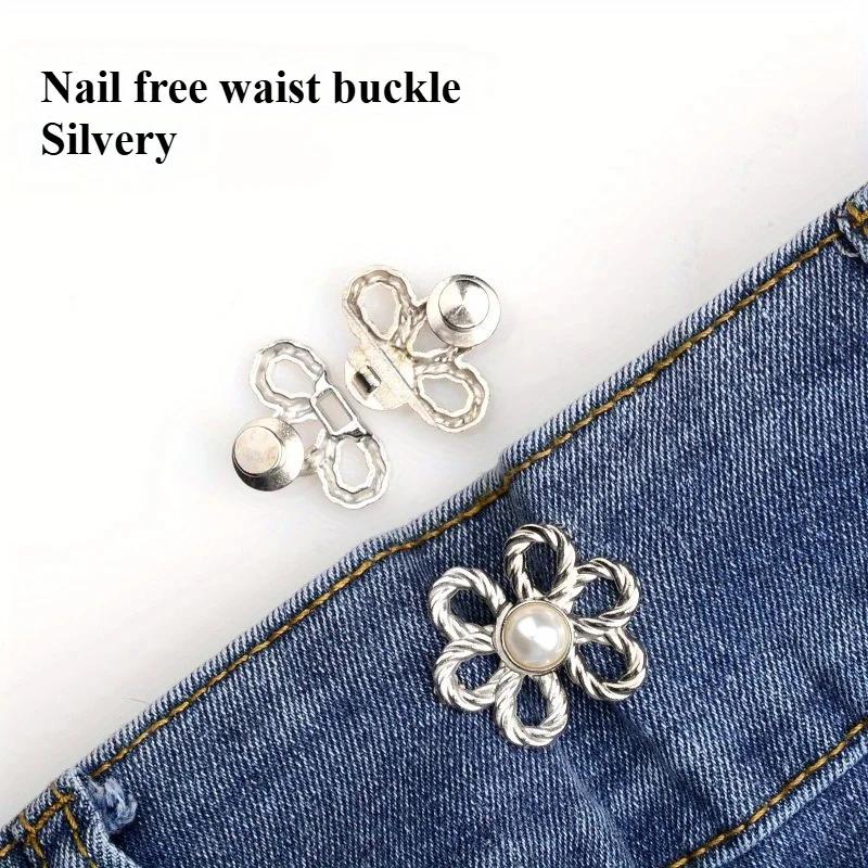 2pcs Adjustable Waist Elastic Pants Buckle Flower Shape Clip,Suitable for T-Shirts,Trousers,No Sewing Required,Easy To Remove
