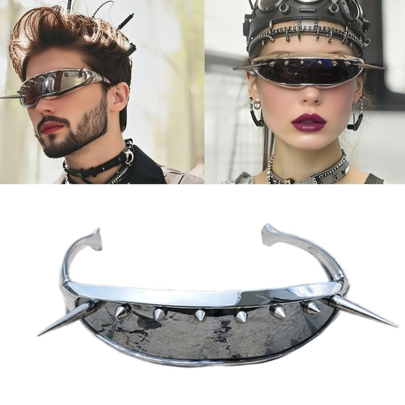 Punk Style Oversized Unisex Sunglasses Metal Studded Windproof Design Sun Protections Eyewear For Outdoor Sports