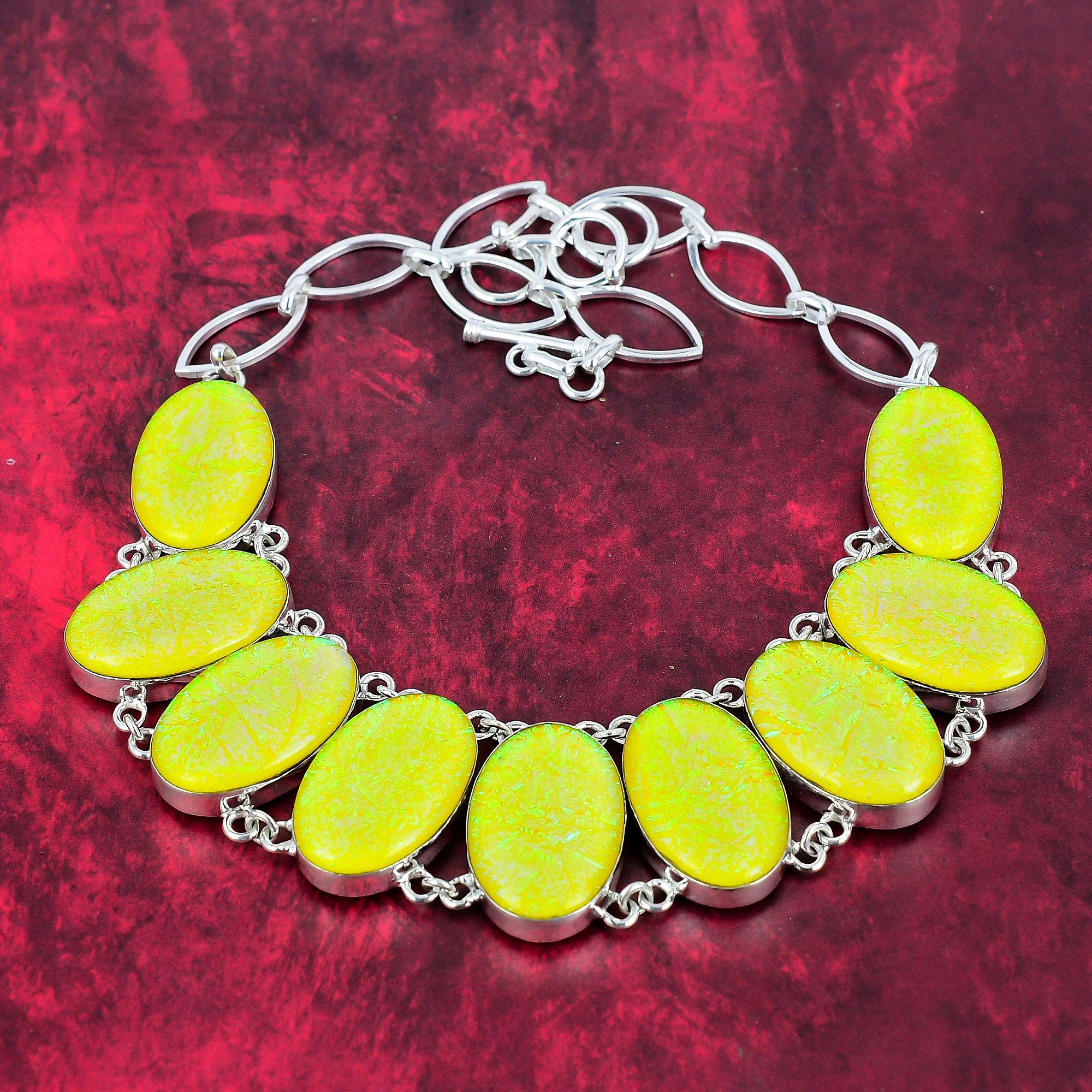 

Ожерелье из желтого австралийского тройного опала, ювелирные изделия из драгоценных камней, ожерелье из стерлингового серебра 925 пробы, регулируемое ожерелье-цепочка ручной работы, подарок для ювелирных изделий для жены Adjustable with 18 inches жёлтый