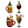 1/4Pcs Christmas Drink Ornament Christmas Tree Santa Claus Snowman Decor Hanging Decoration Indoor Outdoor Party Pendant