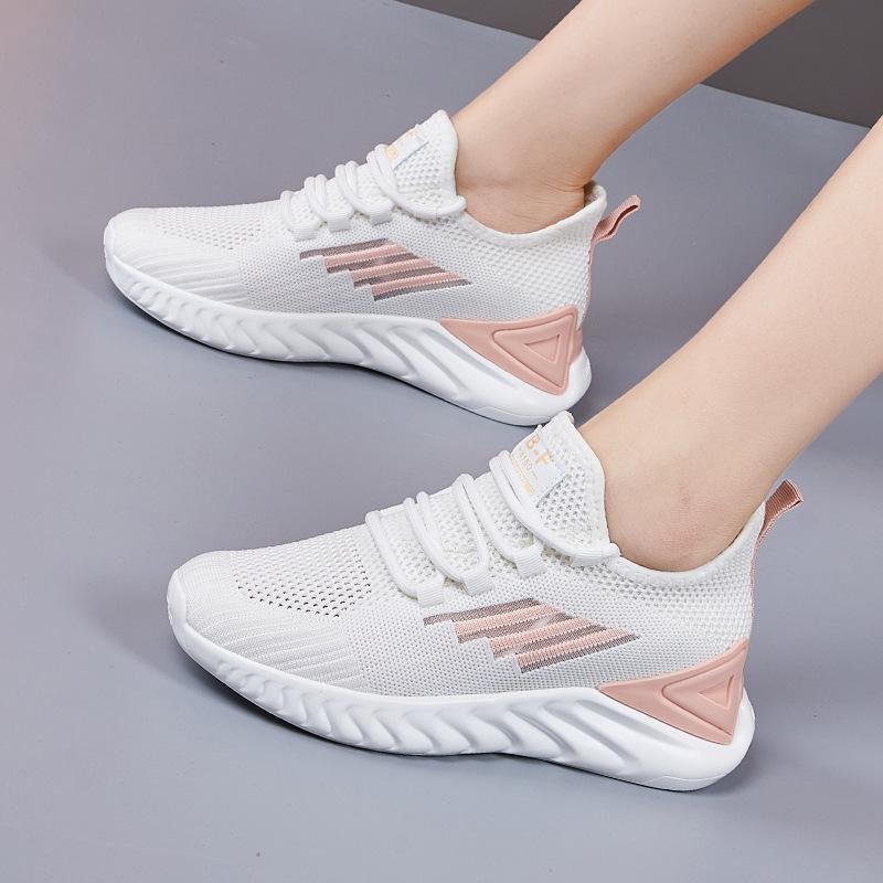 Women's Spring and Summer Breathable White Shoes Mesh Shoes Lightweight Soft Sole Sports Shoes for Women
