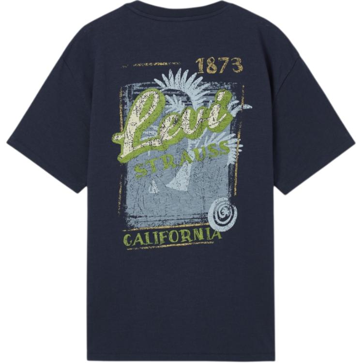 Levis Casual Loose Versatile Soft Comfortable Ribbed Round Neck Short Sleeve T-Shirt Men Tops 003LB-0001