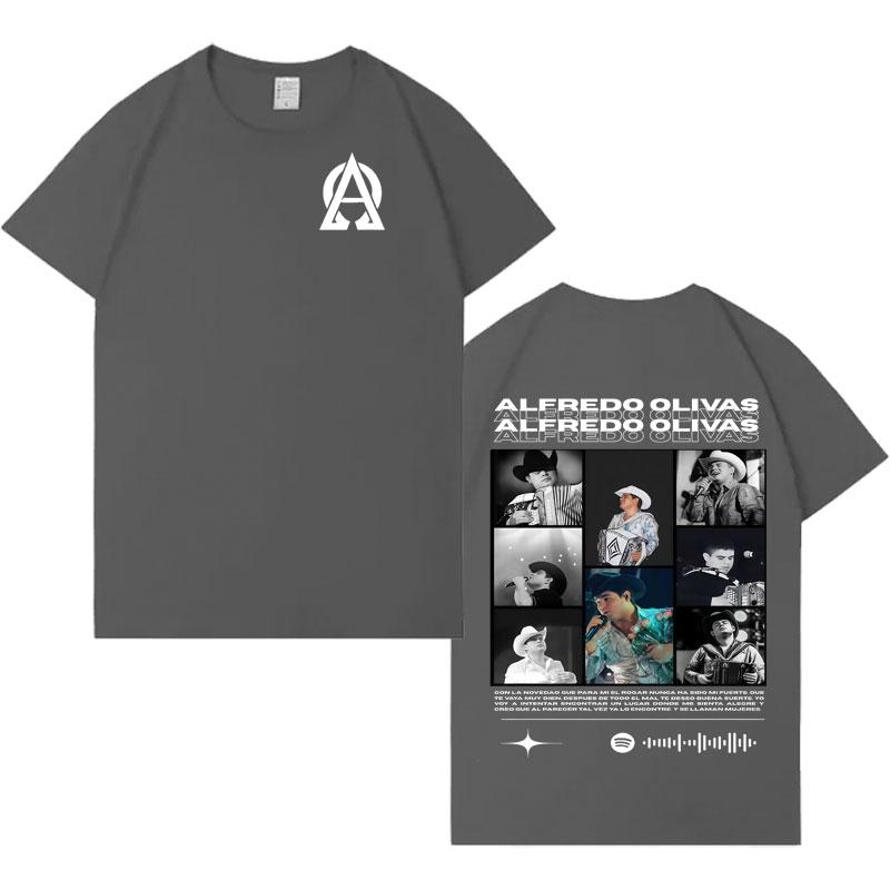 Rapper Alfredo Olivas Double Sided Print Graphic Tshrit Mens Women Aesthetic Casual Tshrits Pop Crewneck Short Sleeve Fans Gift