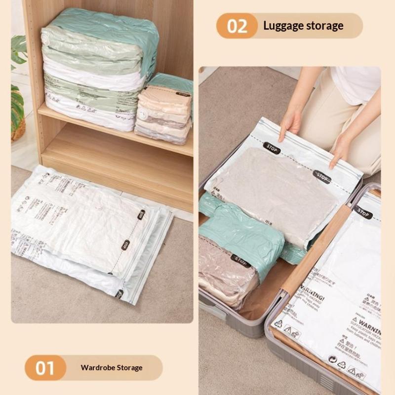 No Pump Design Vacuum Compression Storage Bags Extra Large For Clothes Blankets Bedding Bedroom Storage