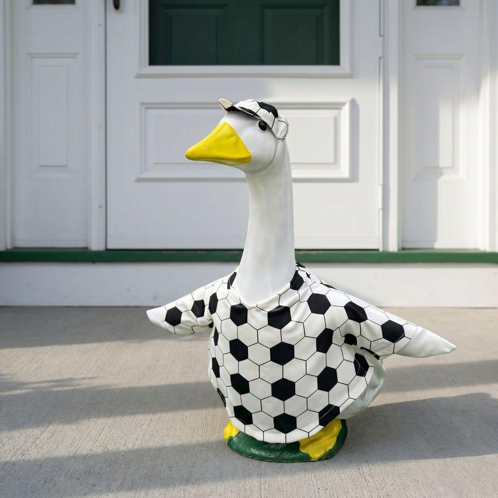 Creative Porch Goose Futbol Uniform Football Theme Soft Goose Costume Set Precise Fit Football Print Lawn Goose Outfit