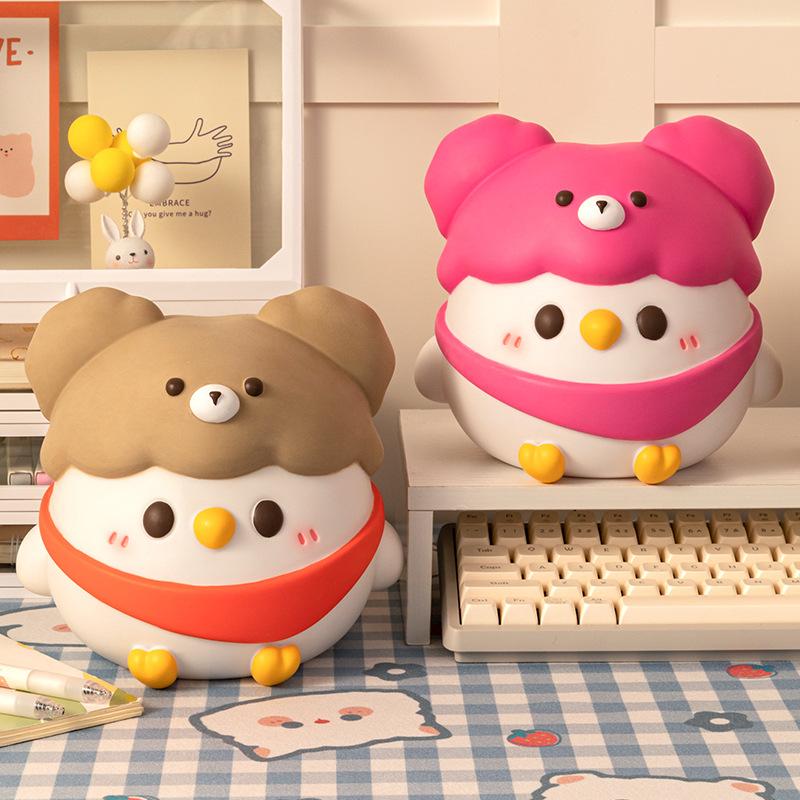 Creative Cartoon Little Parrot Glue-elastic Piggy Bank Can Be Stored and Withdrawn Large Capacity Anti-fall Piggy Bank Children's Toy Doll