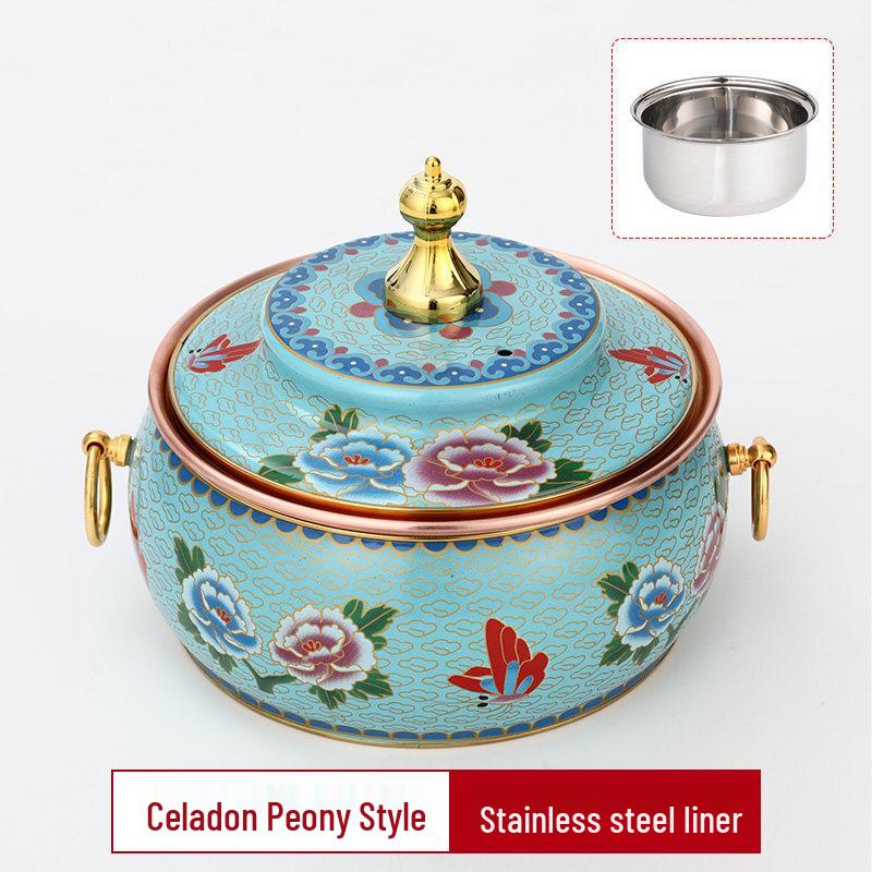 DM Cloisonné Electric Copper Hot Pot