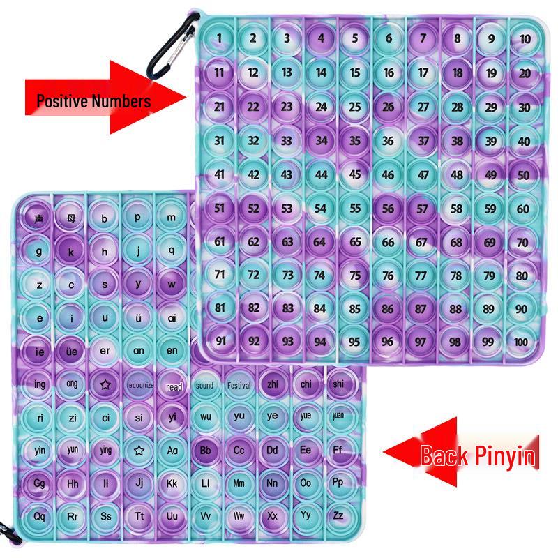 24cm Silicone Rainbow Kids' Learning Toy: Letters, Numbers, Multiplication Pop-It Fidget
