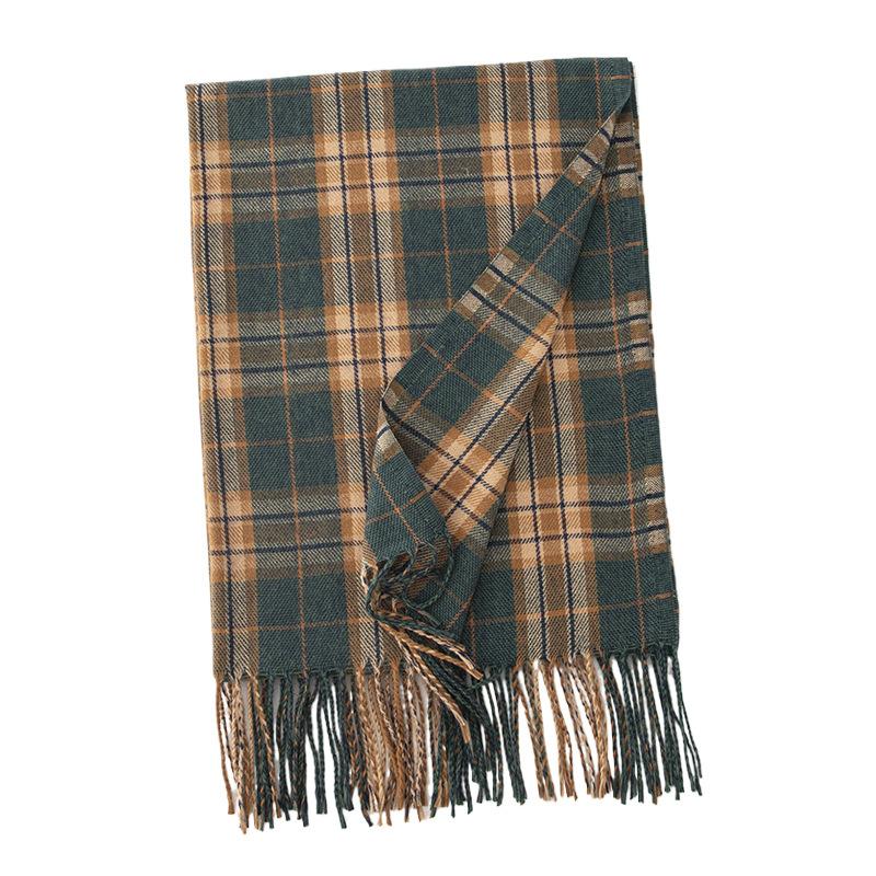 New Imitation Cashmere Plaid Scarf for Women Autumn and Winter Korean Version  Versatile Couple  Warm Neck Scarf   Gift Dual Use Shawl