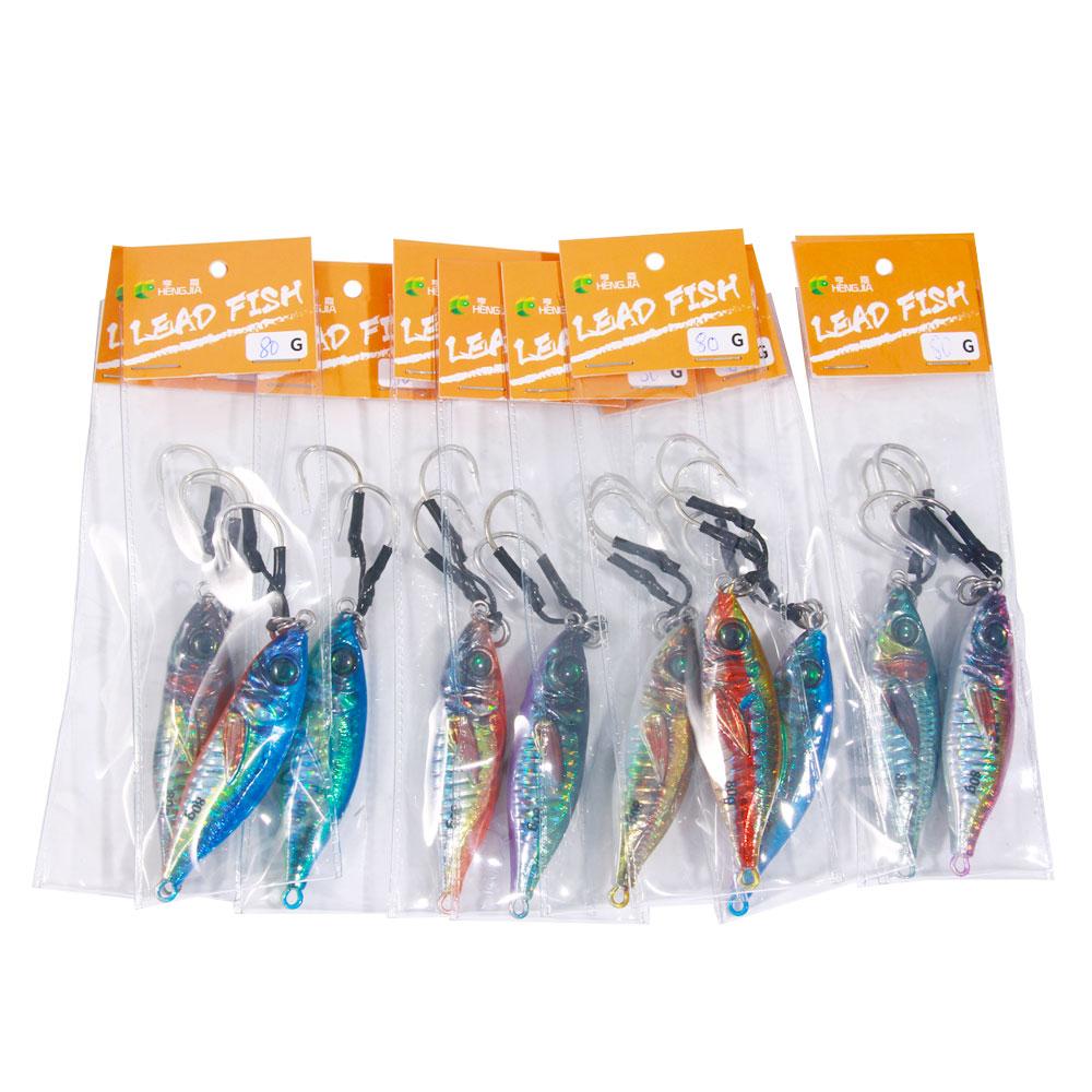 30G 40G 60G 80G Metal Jig Candy Casting Lead Bait Jigging Bait Slow Pitch With Assist Hooks Jigs Lure