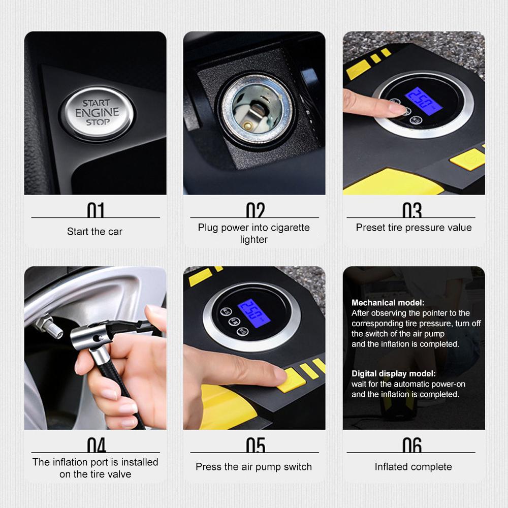 120W Car Air Compressor 50-100PSI Portable Electric Air Compressor Air Pump Car Motorcycle Bicycle Tire Inflation Pump Tire Tool