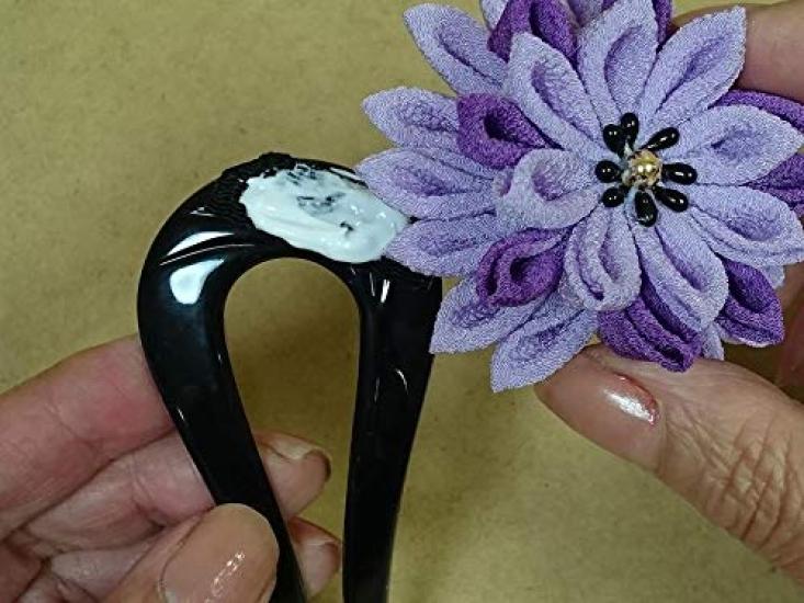 Tsumami Zaiku Chrysanthemum Hairpin Wisteria Color Chirimen Craft Kit Hand-ball -