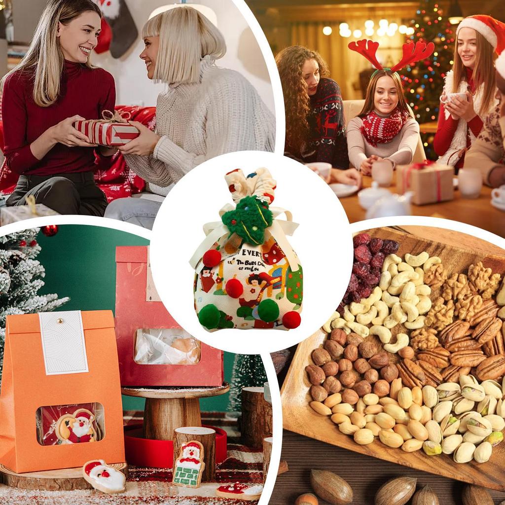 Christmas Treat Bags Christmas gift bags reusable gift candy fruit cloth packaging bags Holiday Wrapping Pouch Party Favors