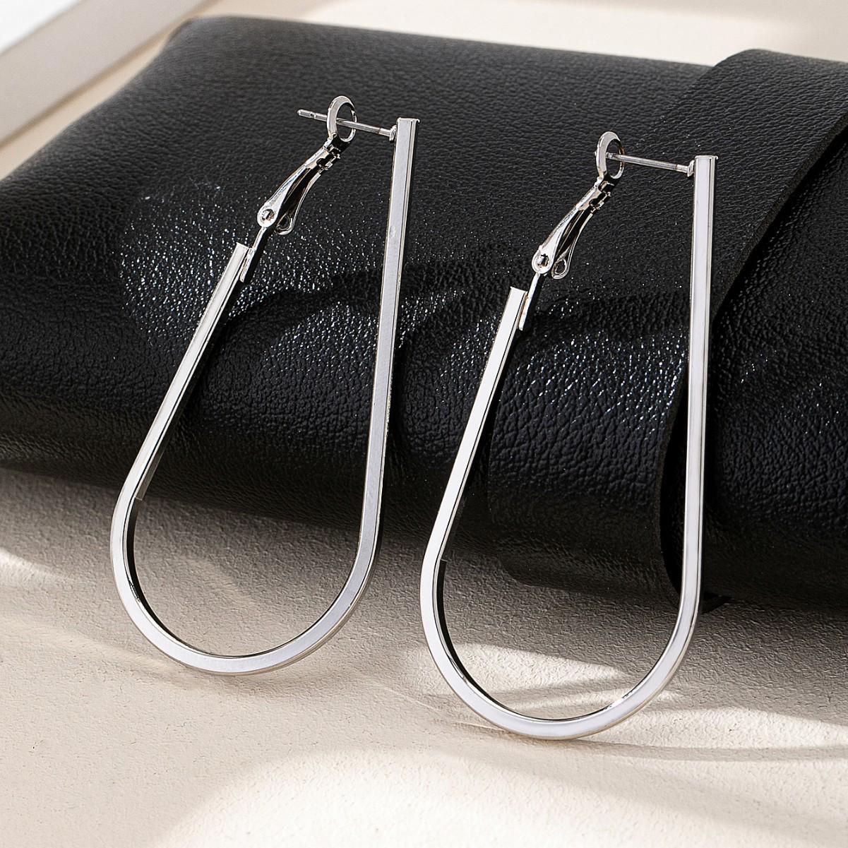 High-End Geometric Square Hoop Earrings for Women серебряный