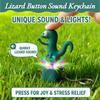 Neuer lustiger Eidechsen-Knopf-Sound-Schlüsselanhänger Wiederaufladbarer Stressabbau-Eidechsen-Schlüsselanhänger Tragbarer LED-Farbenfroher Fidget-Schlüsselanhänger Spielzeug
