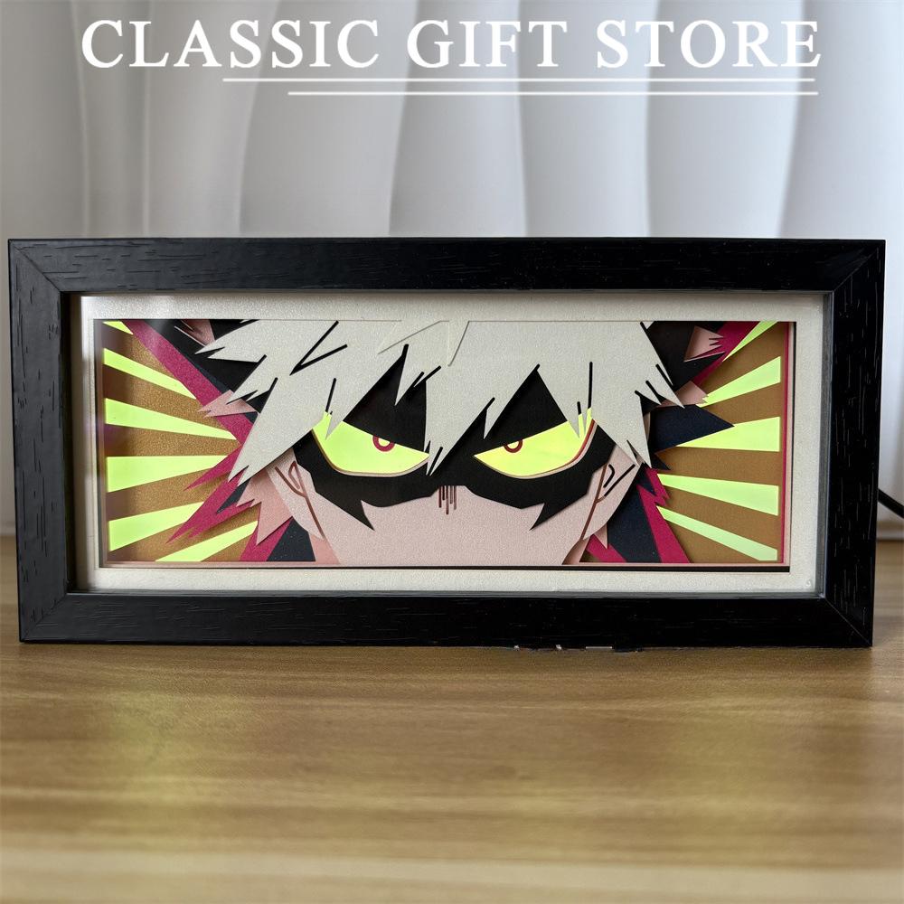 Black Photo Frame Kaneki Ken Cartoon Paper Carving 3D Anime Lamp LED Light Box Action Figure Room Decoration Lamp Christmas Gift