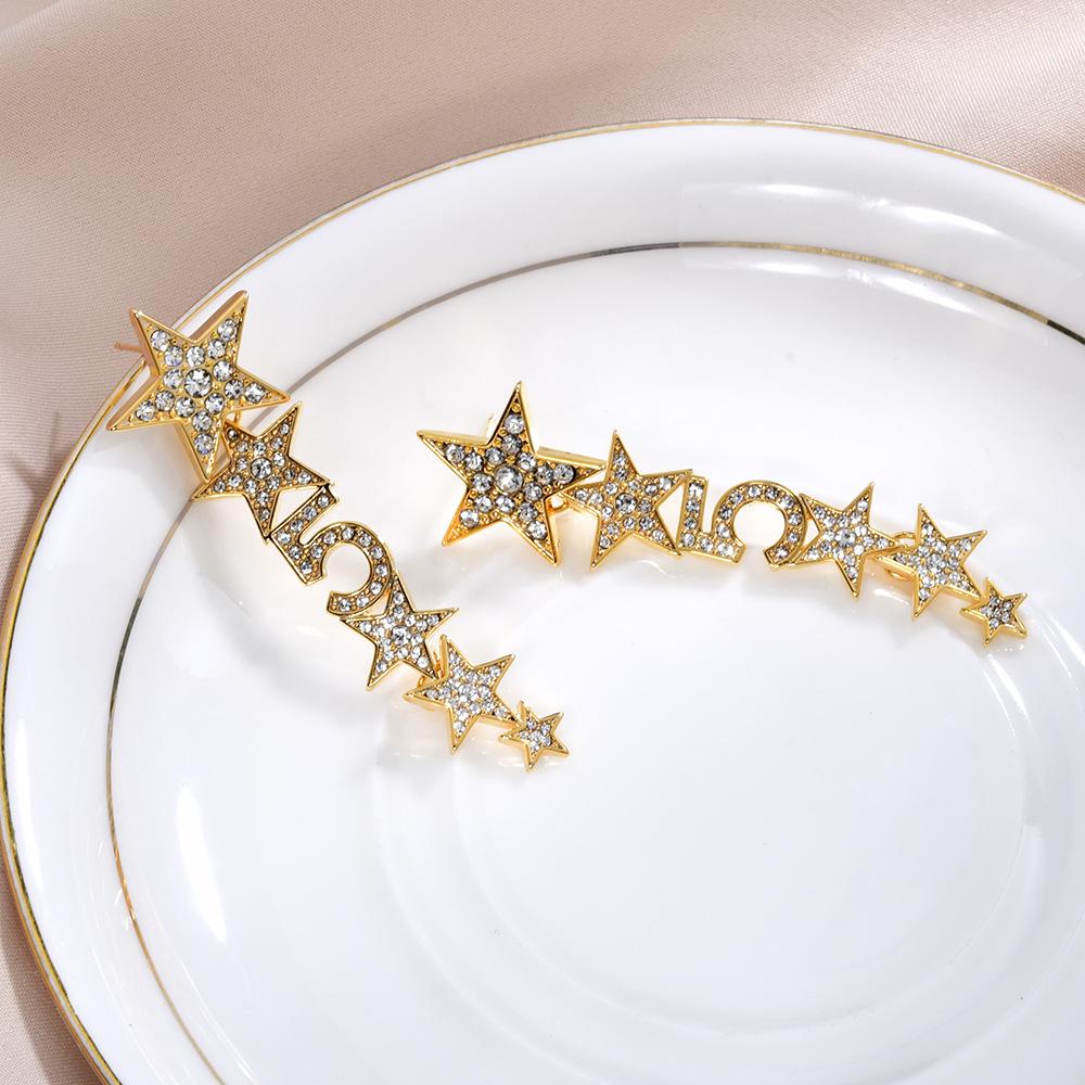 2026 New Elegant Star & Number 5 Long Tassel Earrings Light Luxury Full Zircon Drop Earrings for Women