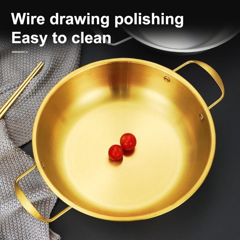 Stainless Steel Dry Pot Instant Noodle Lamian Noodles Pot Seafood Golden Noodle Pot Small Soup Pot Instant Noodles Two Ear Pot